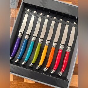 Laguiole French STEAK Knives Rainbow Colors NWT Set of 8